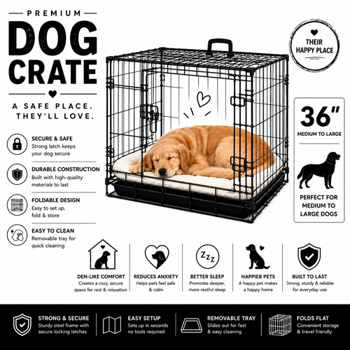 Dog crate double door - dog, metal