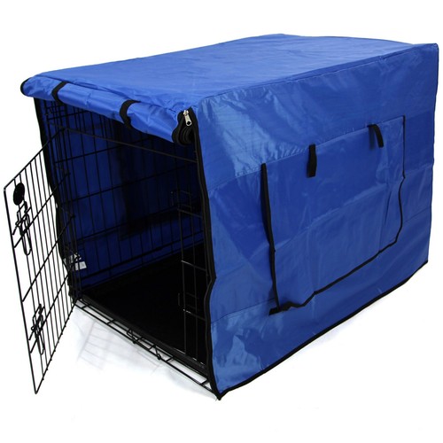 Black dog cage crate - black, blue
