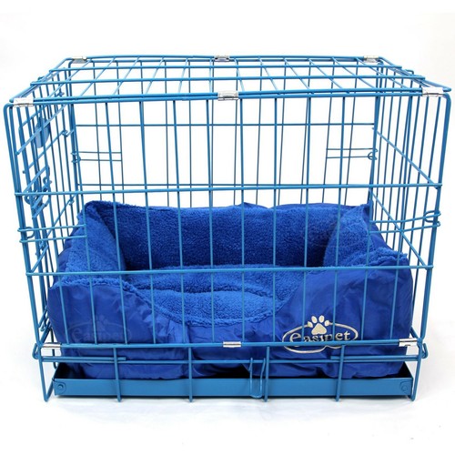 Blue dog cage with - with, faux