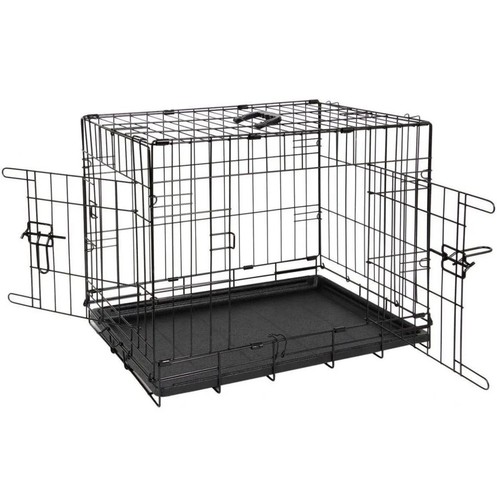 Foldable black metal dog - black,
