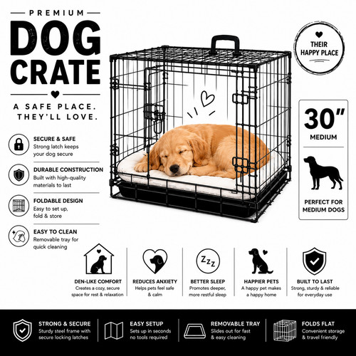 Medium dog crate - dog, door